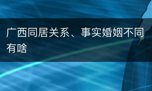 广西同居关系、事实婚姻不同有啥