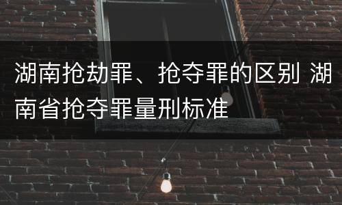 湖南抢劫罪、抢夺罪的区别 湖南省抢夺罪量刑标准