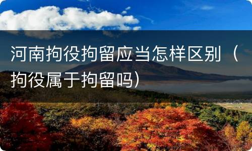 河南拘役拘留应当怎样区别（拘役属于拘留吗）