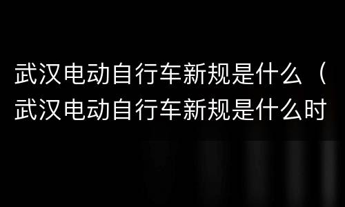 武汉电动自行车新规是什么（武汉电动自行车新规是什么时候实施）