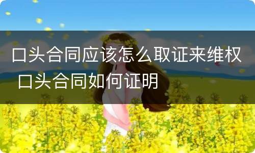 口头合同应该怎么取证来维权 口头合同如何证明