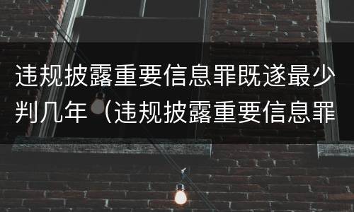 违规披露重要信息罪既遂最少判几年（违规披露重要信息罪既遂最少判几年）