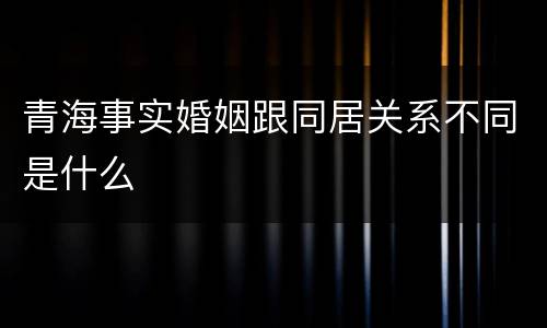 青海事实婚姻跟同居关系不同是什么