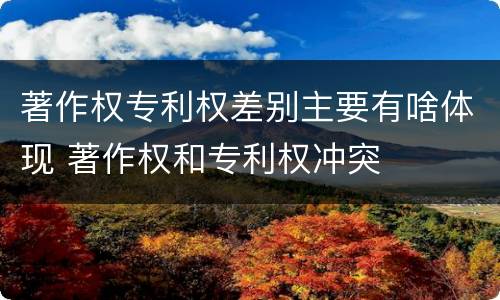 著作权专利权差别主要有啥体现 著作权和专利权冲突