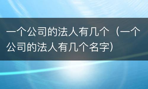 一个公司的法人有几个（一个公司的法人有几个名字）