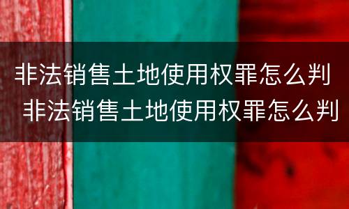 非法销售土地使用权罪怎么判 非法销售土地使用权罪怎么判的