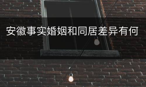 安徽事实婚姻和同居差异有何