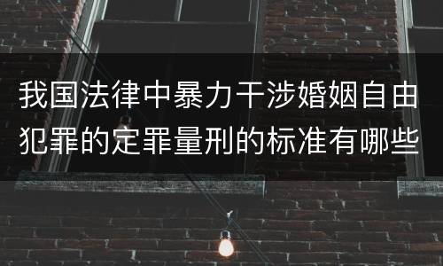 我国法律中暴力干涉婚姻自由犯罪的定罪量刑的标准有哪些