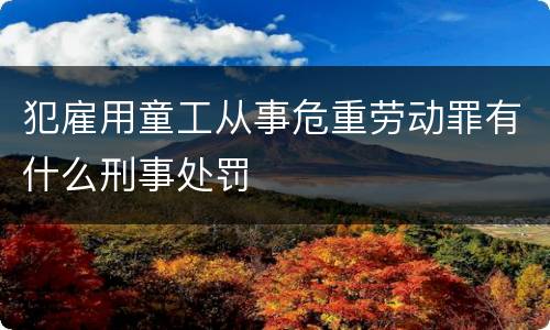 犯雇用童工从事危重劳动罪有什么刑事处罚