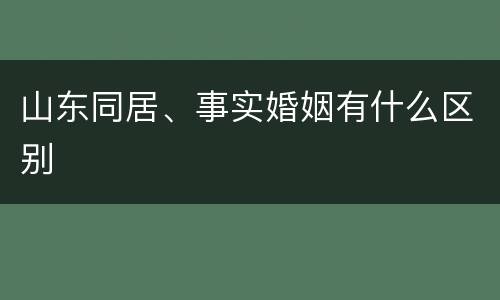 山东同居、事实婚姻有什么区别