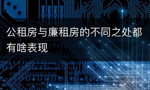 公租房与廉租房的不同之处都有啥表现