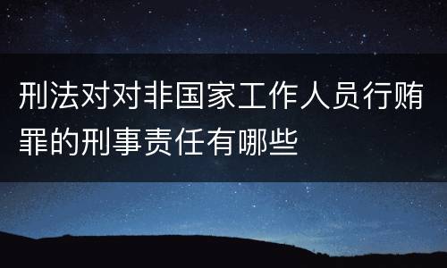 刑法对对非国家工作人员行贿罪的刑事责任有哪些