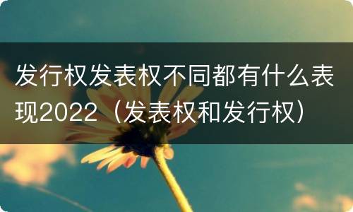 发行权发表权不同都有什么表现2022（发表权和发行权）