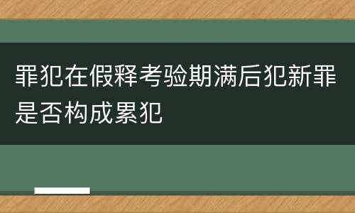 罪犯在假释考验期满后犯新罪是否构成累犯