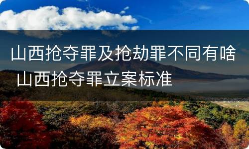 山西抢夺罪及抢劫罪不同有啥 山西抢夺罪立案标准