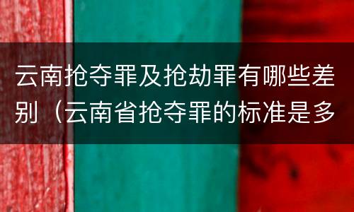 云南抢夺罪及抢劫罪有哪些差别（云南省抢夺罪的标准是多少?）