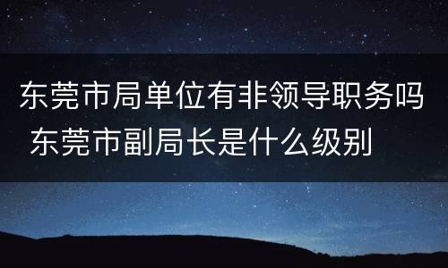 东莞市局单位有非领导职务吗 东莞市副局长是什么级别