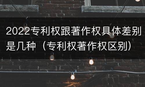 2022专利权跟著作权具体差别是几种（专利权著作权区别）