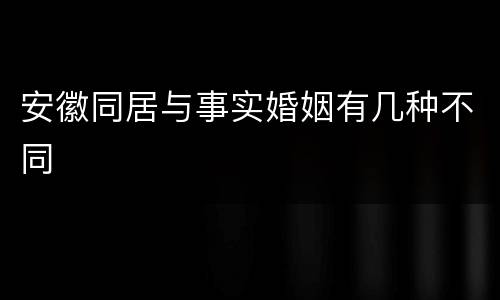 安徽同居与事实婚姻有几种不同