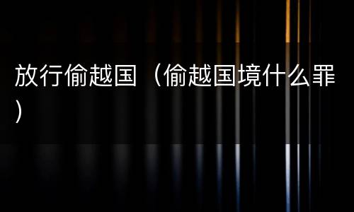 放行偷越国（偷越国境什么罪）