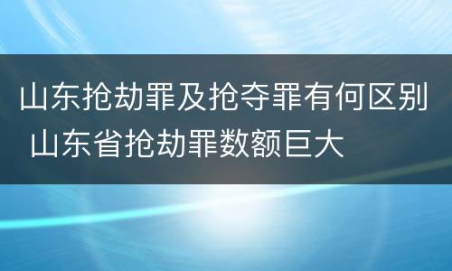 山东抢劫罪及抢夺罪有何区别 山东省抢劫罪数额巨大