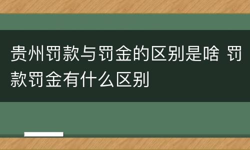 贵州罚款与罚金的区别是啥 罚款罚金有什么区别