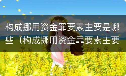 构成挪用资金罪要素主要是哪些（构成挪用资金罪要素主要是哪些内容）