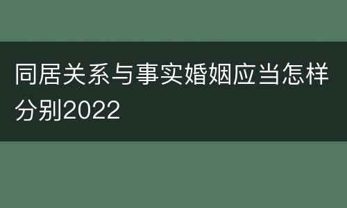 同居关系与事实婚姻应当怎样分别2022