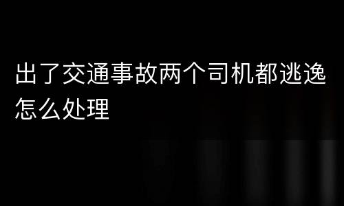 出了交通事故两个司机都逃逸怎么处理