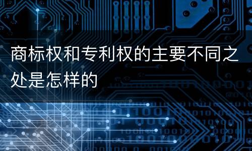 商标权和专利权的主要不同之处是怎样的