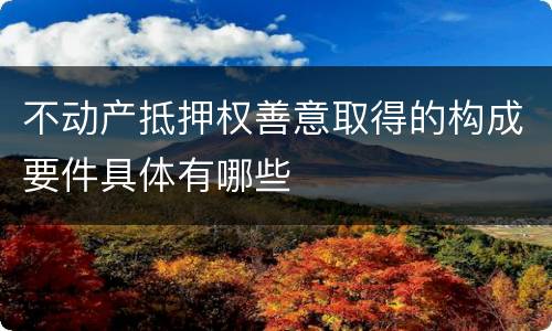 不动产抵押权善意取得的构成要件具体有哪些