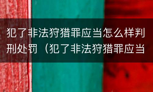 犯了非法狩猎罪应当怎么样判刑处罚（犯了非法狩猎罪应当怎么样判刑处罚决定书）