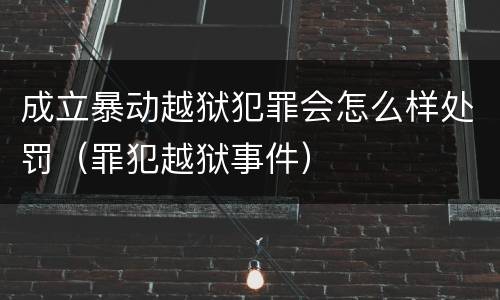 成立暴动越狱犯罪会怎么样处罚（罪犯越狱事件）