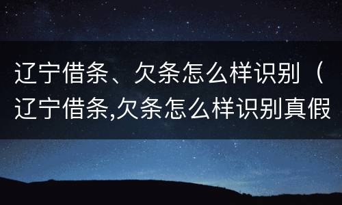 辽宁借条、欠条怎么样识别（辽宁借条,欠条怎么样识别真假）