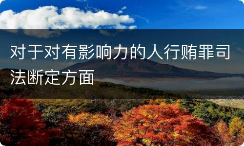 对于对有影响力的人行贿罪司法断定方面