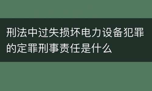 刑法中过失损坏电力设备犯罪的定罪刑事责任是什么