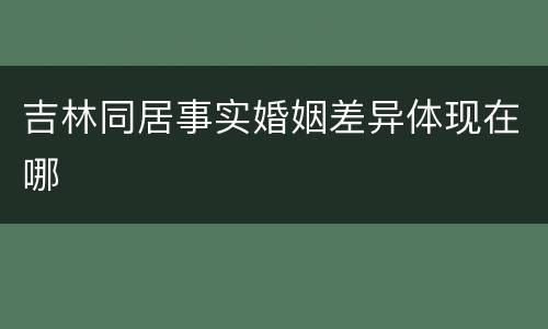 吉林同居事实婚姻差异体现在哪