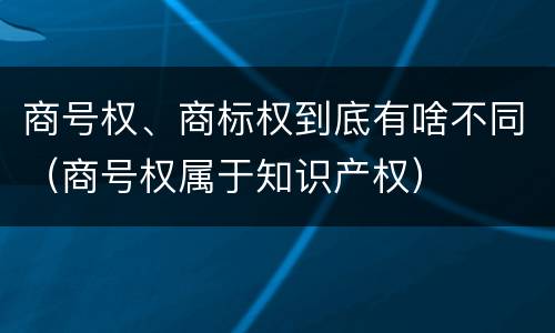 商号权、商标权到底有啥不同（商号权属于知识产权）