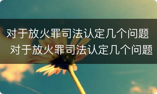 对于放火罪司法认定几个问题 对于放火罪司法认定几个问题怎么处理