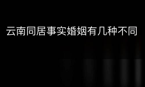 云南同居事实婚姻有几种不同