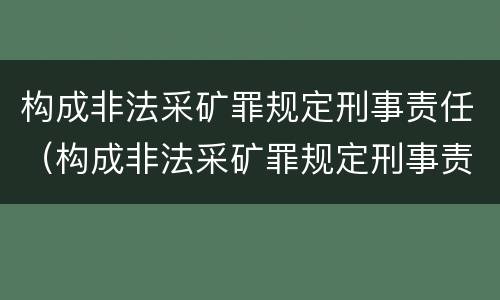 构成非法采矿罪规定刑事责任（构成非法采矿罪规定刑事责任主体）