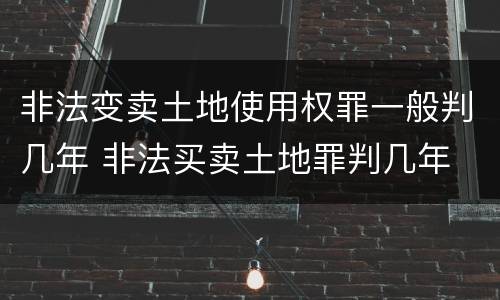 非法变卖土地使用权罪一般判几年 非法买卖土地罪判几年