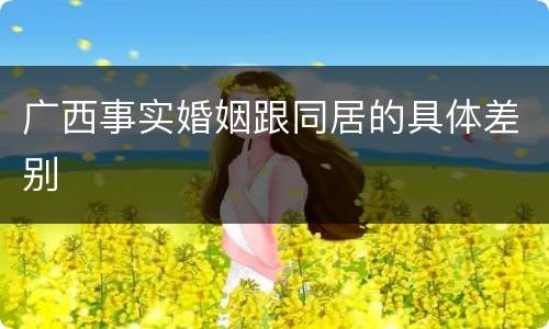 广西事实婚姻跟同居的具体差别