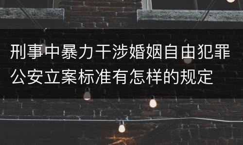 刑事中暴力干涉婚姻自由犯罪公安立案标准有怎样的规定