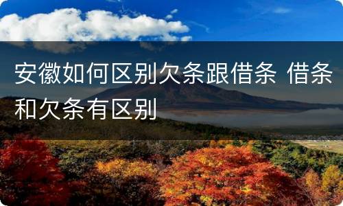 安徽如何区别欠条跟借条 借条和欠条有区别
