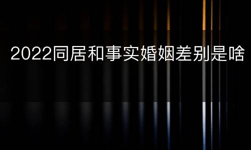 2022同居和事实婚姻差别是啥
