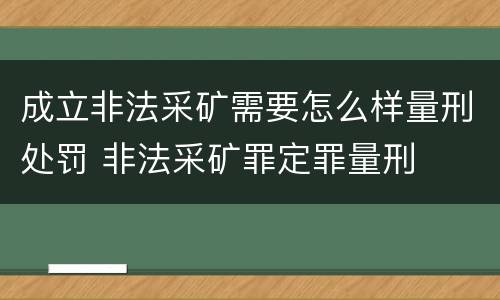 成立非法采矿需要怎么样量刑处罚 非法采矿罪定罪量刑