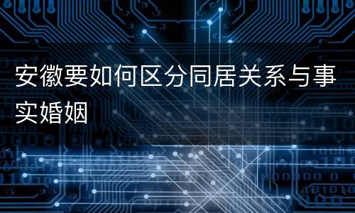 安徽要如何区分同居关系与事实婚姻