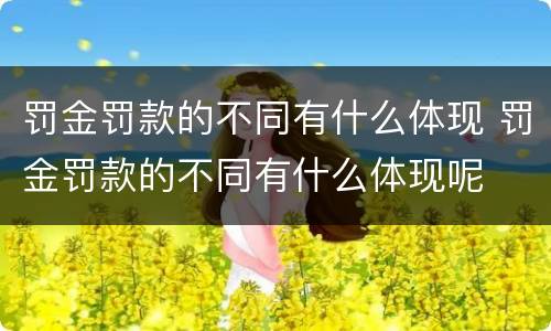 罚金罚款的不同有什么体现 罚金罚款的不同有什么体现呢