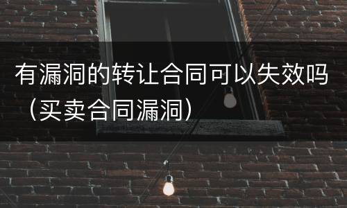 有漏洞的转让合同可以失效吗（买卖合同漏洞）